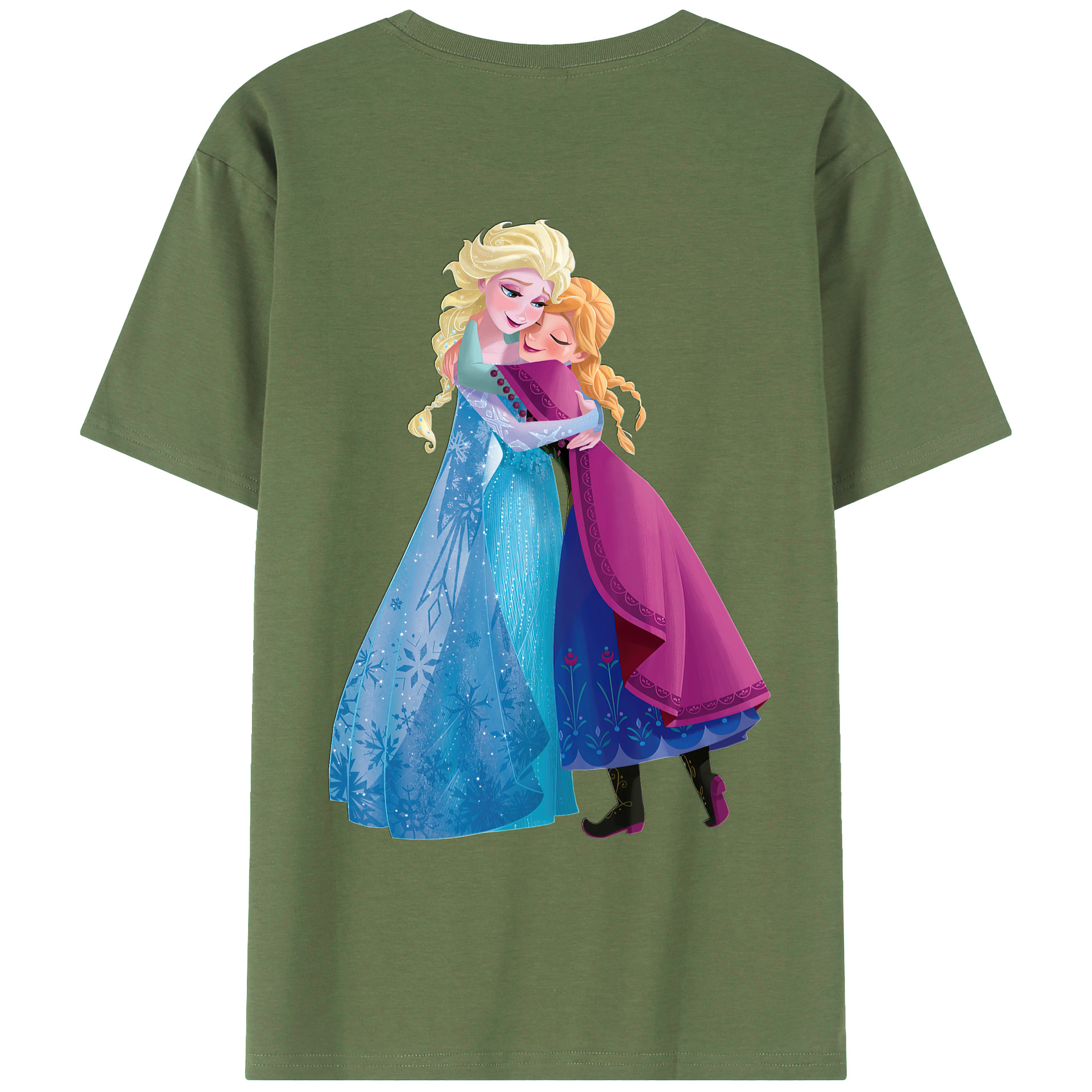 （画像用） アナと雪の女王 アンナ エルサ Frozen Anna Elsa 綿100％ メンズ半袖Tシャツ（バックプリント） 通気性